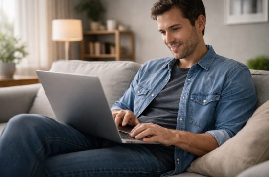 I am relaxing while checking my ticket information online