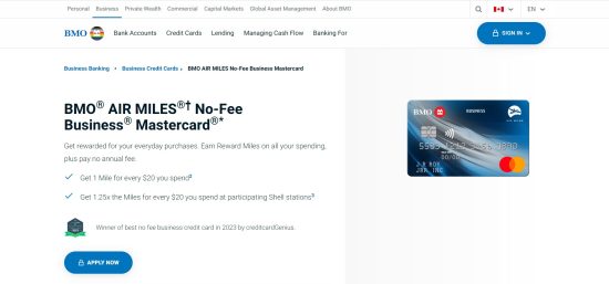 BMO AIR MILES No-Fee Business Mastercard