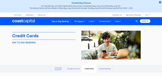Coast Visa Student Low-Interest Rate card