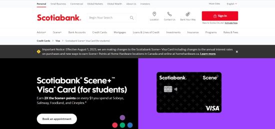 Scene+ Visa Card for Students