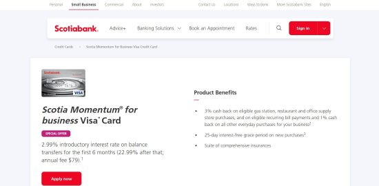 Scotia Momentum for Business Visa Card