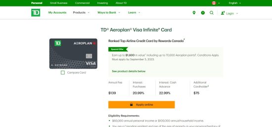 TD Aeroplan Visa Infinite