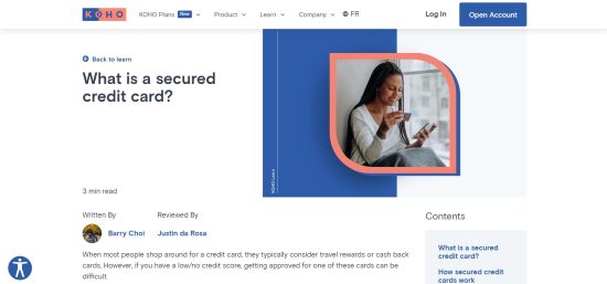 KOHO Secured Credit Card